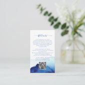 Moderne Waterverf Indigo Blauw Bruiloftsdetail Informatiekaartje (Staand voorkant)