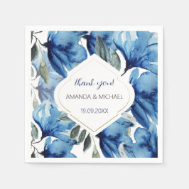 Moderne Waterverf Indigo Blue Floral Servet