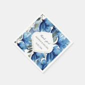 Moderne Waterverf Indigo Blue Floral Servet (Hoek)