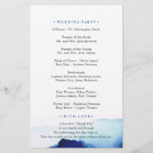Moderne Waterverf Indigo Blue Wedding Programma (Achterkant)