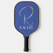 Moderne waterverf initiaal naam R blauw Pickleball Paddle (Achterkant)