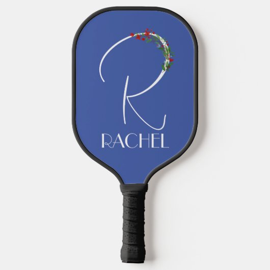 Moderne waterverf initiaal naam R blauw Pickleball Paddle (Achterkant)