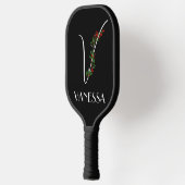 Moderne waterverf initiaal naam V zwart Pickleball Paddle (Links)