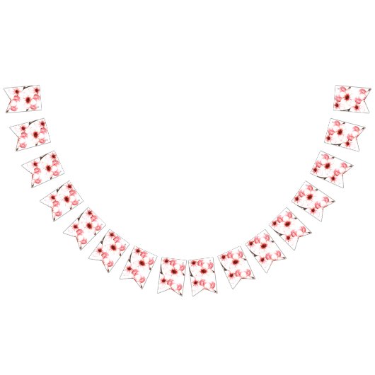 Moderne Waterverf Japanse kersenbloesem bruiloft Vlaggetjes (Alle)