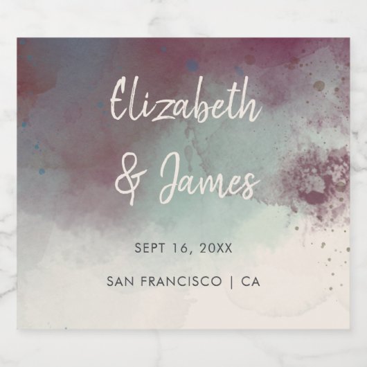 Moderne Waterverf Jewel Tones Boho Bruiloft Bier Etiket (Enkel label)