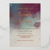 Moderne Waterverf Jewel Tones Boho Bruiloft Folie Uitnodiging (Voorkant)