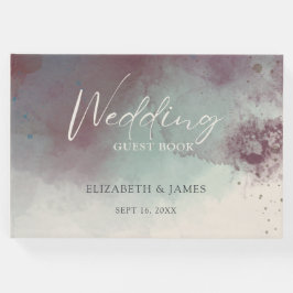 Moderne Waterverf Jewel Tones Boho Bruiloft Gastenboek