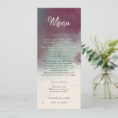 Moderne Waterverf Jewel Tones Boho Bruiloft Menu (Staand voorkant)