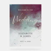 Moderne Waterverf Jewel Tones Boho Bruiloft Welkom Acryl Bord (Voorkant)