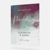 Moderne Waterverf Jewel Tones Boho Bruiloft Welkom Acryl Bord (Hoek)