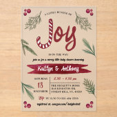 Moderne Waterverf "Joy" Baby shower snoepriet Acryl Uitnodigingen (Voorkant)