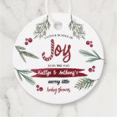 Moderne Waterverf "Joy" Baby shower snoepriet Bedankjes Labels (Voorkant)