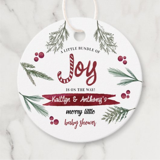 Moderne Waterverf "Joy" Baby shower snoepriet Bedankjes Labels (Voorkant)