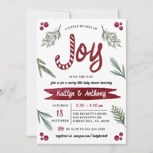 Moderne Waterverf "Joy" Baby shower snoepriet Kaart (Voorkant)