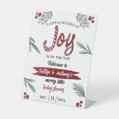 Moderne Waterverf "Joy" Baby shower snoepriet Reclamebord Met Voetstuk (Voorkant)