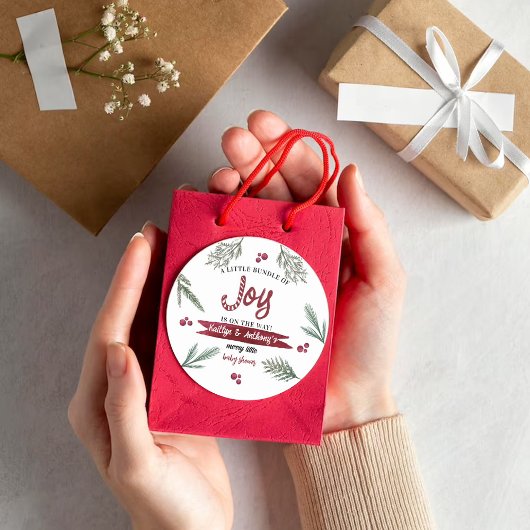 Moderne Waterverf "Joy" Baby shower snoepriet Ronde Sticker