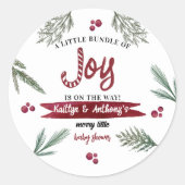 Moderne Waterverf "Joy" Baby shower snoepriet Ronde Sticker (Voorkant)