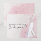 Moderne waterverf jurk "Wil je mijn bruidsmeisje z Kaart (Voorkant / Achterkant)