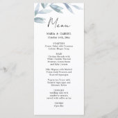 Moderne waterverf. Kaart Airy Wedding Menu (Voorkant)