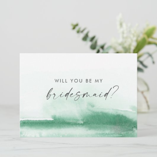 Moderne Waterverf | Kaart Groene bruidsschat (Staand voorkant)