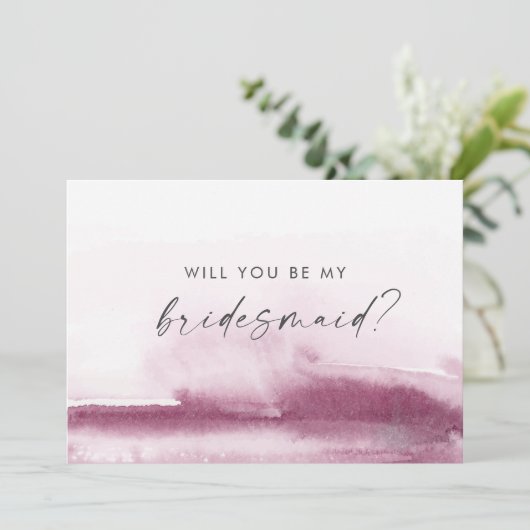 Moderne Waterverf | Kaart Rode bruidsmeisje (Staand voorkant)