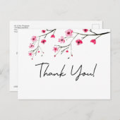 Moderne waterverf kersenbloesem bruiloft dank u briefkaart (Voorkant / Achterkant)