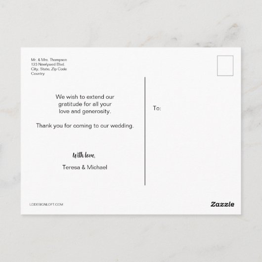 Moderne waterverf kersenbloesem bruiloft dank u briefkaart (Achterkant)