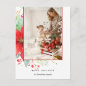 Moderne Waterverf kerst botanische foto Feestdagenkaart (Voorkant)
