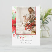 Moderne Waterverf kerst botanische foto Feestdagenkaart (Staand voorkant)