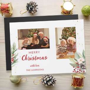 Moderne Waterverf Kerst Botanische Twee-Foto