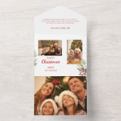 Moderne Waterverf Kerst Botanische Twee-Foto All In One Uitnodiging (Binnen)