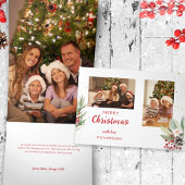 Moderne Waterverf Kerst Botanische Twee-Foto Drieluik Wenskaart