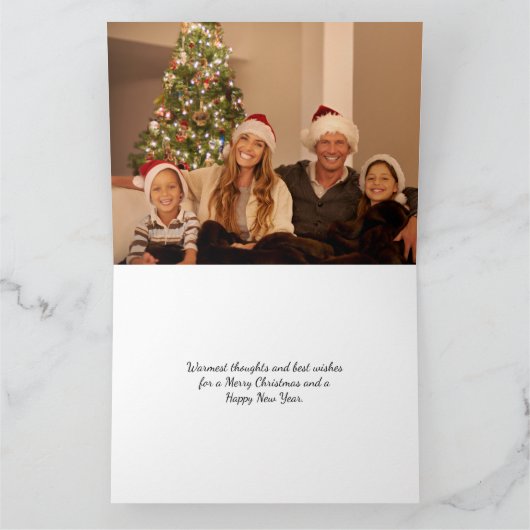 Moderne Waterverf Kerst Botanische Twee-Foto Kaart (Binnen)