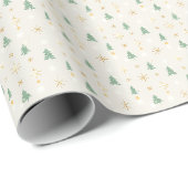 Moderne Waterverf Kerst Groen Dennengewas Cadeaupapier (Rol Hoek)