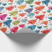 Moderne Waterverf Kerst Kleurrijke dennenbomen Cadeaupapier (Hoek)