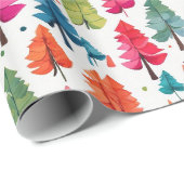 Moderne Waterverf Kerst Kleurrijke dennenbomen Cadeaupapier (Rol Hoek)