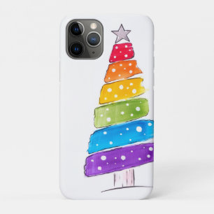 Moderne waterverf Kerst kleurrijke dennenboom Case-Mate iPhone Case