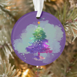 Moderne waterverf Kerst kleurrijke dennenboom Ornament
