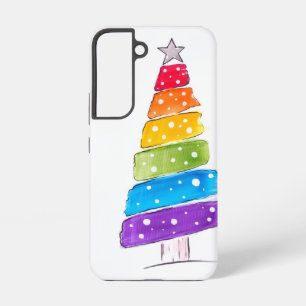 Moderne waterverf Kerst kleurrijke dennenboom Samsung Galaxy Hoesje