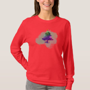 Moderne Waterverf Kerst kleurrijke DennENboom T-shirt