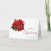 Moderne Waterverf Kerst Rode Bloemen Vakantie Kaart (Voorkant)