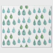 Moderne Waterverf kerstbomen Cadeaupapier (Vlak)