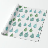 Moderne Waterverf kerstbomen Cadeaupapier (Uitgerold)