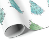 Moderne Waterverf kerstbomen Cadeaupapier (Rol Hoek)