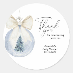 Moderne waterverf kerstboom baby shower ronde sticker