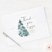 Moderne waterverf kerstboom babyshower ronde sticker (Envelop)