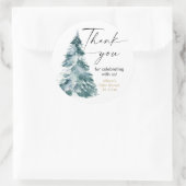 Moderne waterverf kerstboom babyshower ronde sticker (Tas)