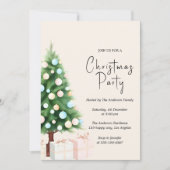 Moderne Waterverf Kerstboom Feest Uitnodiging (Voorkant)