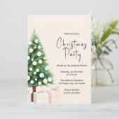 Moderne Waterverf Kerstboom Feest Uitnodiging (Staand voorkant)