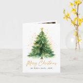 Moderne Waterverf kerstboom fotokaart Kaart (Gele Bloem)